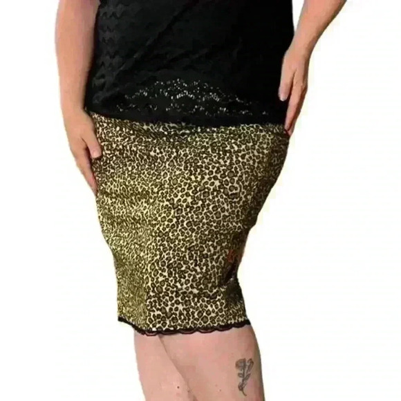 Tripp NYC Leopard Print Lace Trim Pencil Skirt Size 16 Gothic Y2K - Picture 1 of 11
